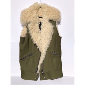 TOPSHOP BOUTIQUE SHEARLING MILITARY VEST SIZE 6